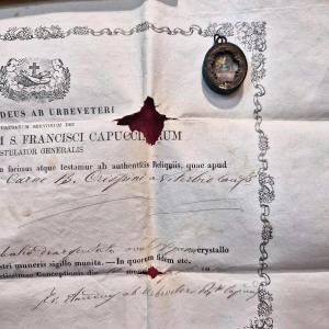 Relic Of Saint Crispin Of Viterbo With Authentication From 1876, Ex Carne S. Crispini In Viterb