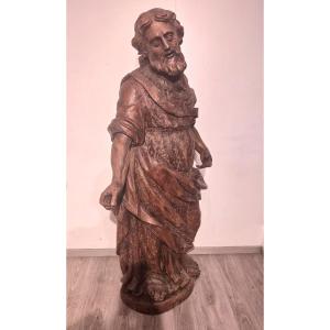 Évangéliste, sculpture en bois, début du XVIIe siècle,grandeur nature