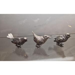 Oiseaux en argent italien, 3 pièces