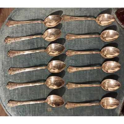 12 Russian Silver Dessert Spoons