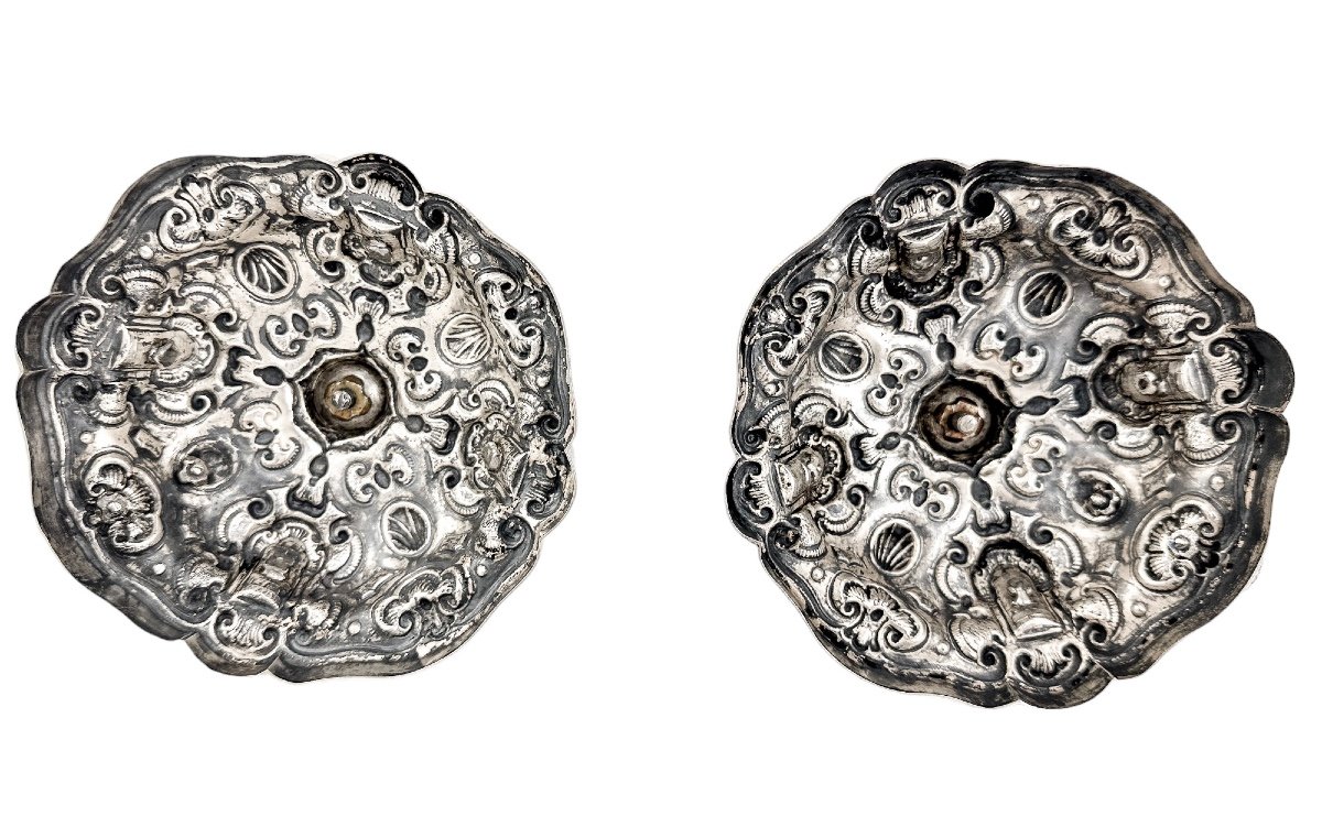 Hanau - Paire Chandeliers Figuratifs De Style Renaissance Avec Pan, Chérubins Et Musiciens-photo-3