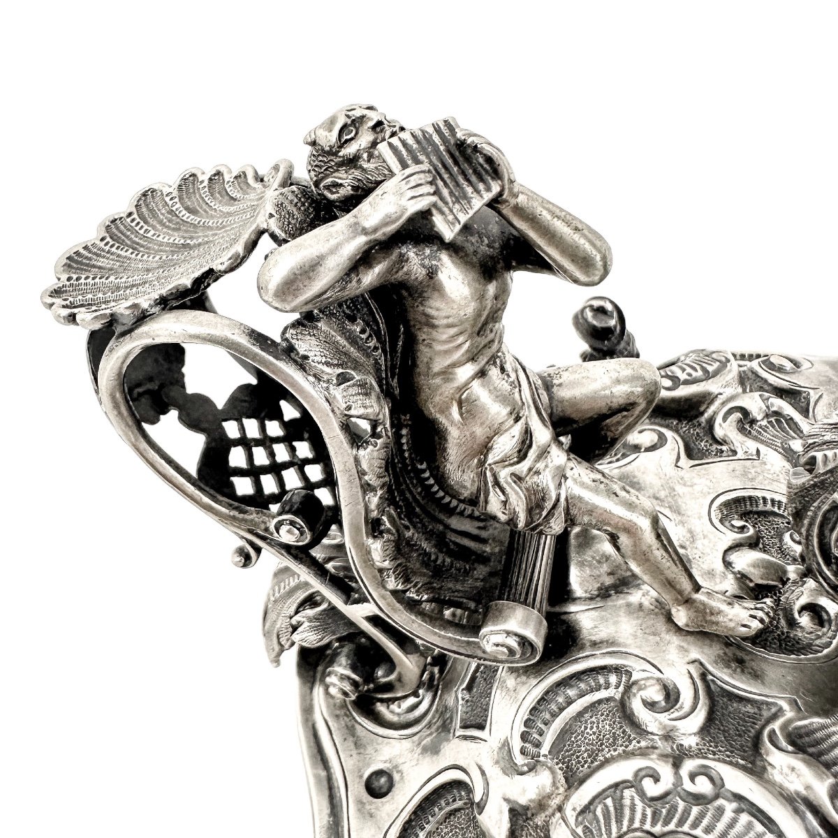 Hanau - Paire Chandeliers Figuratifs De Style Renaissance Avec Pan, Chérubins Et Musiciens-photo-6