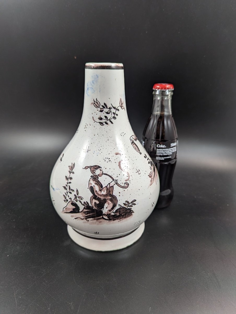 Vase En Faïence étain-glacé De Delft Antique, Milieu Du 18ème Siècle-photo-2