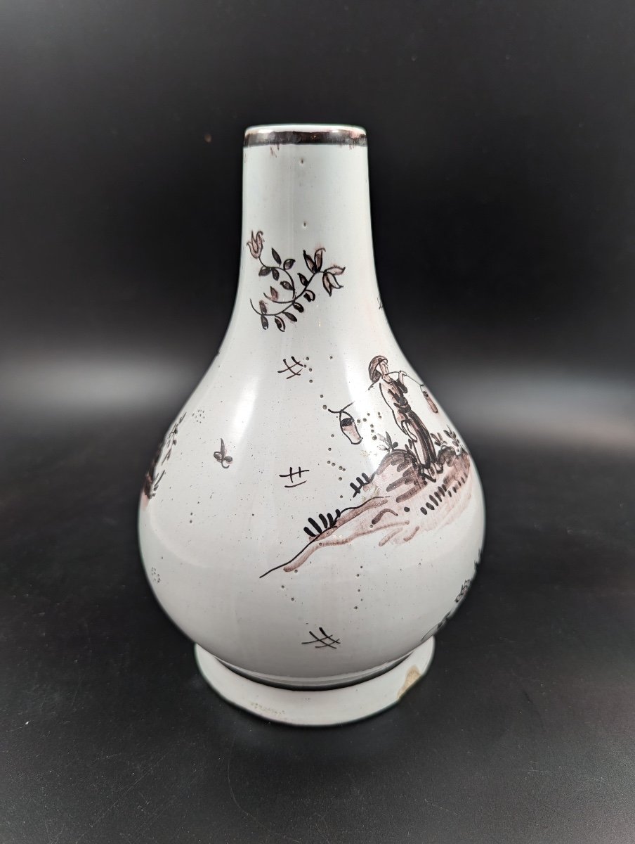 Vase En Faïence étain-glacé De Delft Antique, Milieu Du 18ème Siècle-photo-2