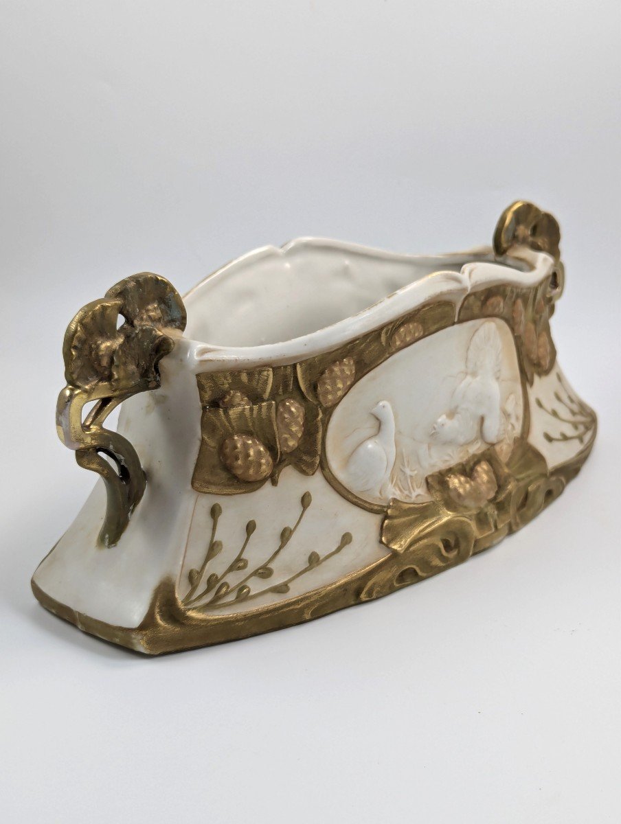 Vase En Porcelaine Royal Dux, Art Nouveau, Grand, Très Rare, Vers 1918-photo-2