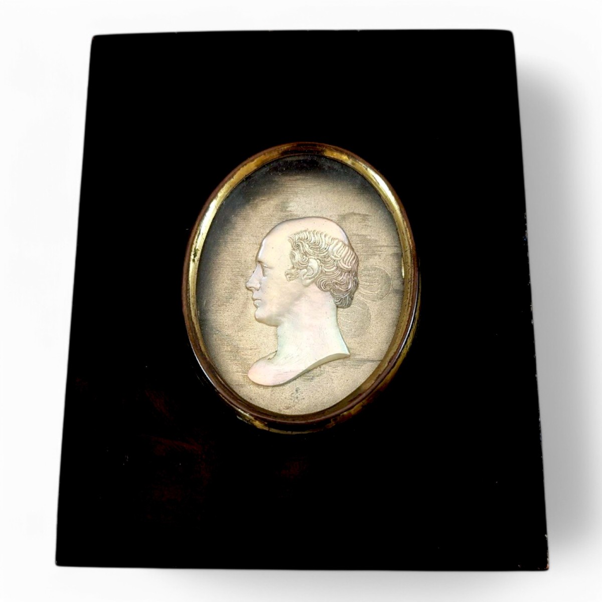 Rare Late 18th Century Mother-of-pearl Miniature Portrait Plaque, Neoclassical Style, C. 1790s-photo-2