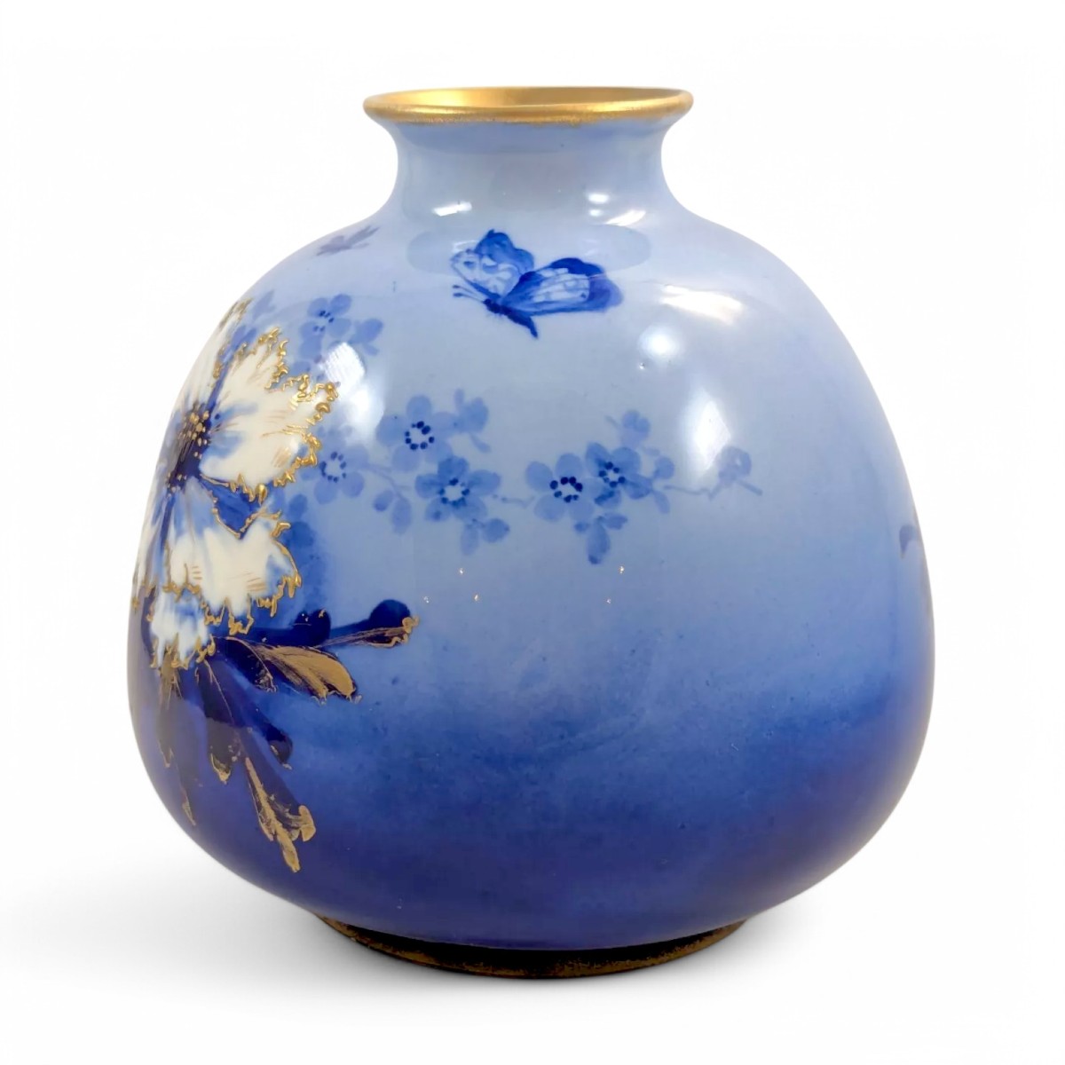 Vase Ancien En Porcelaine Bleue d'Ernst Wahliss, Vienne, Vers 1894-1900-photo-3