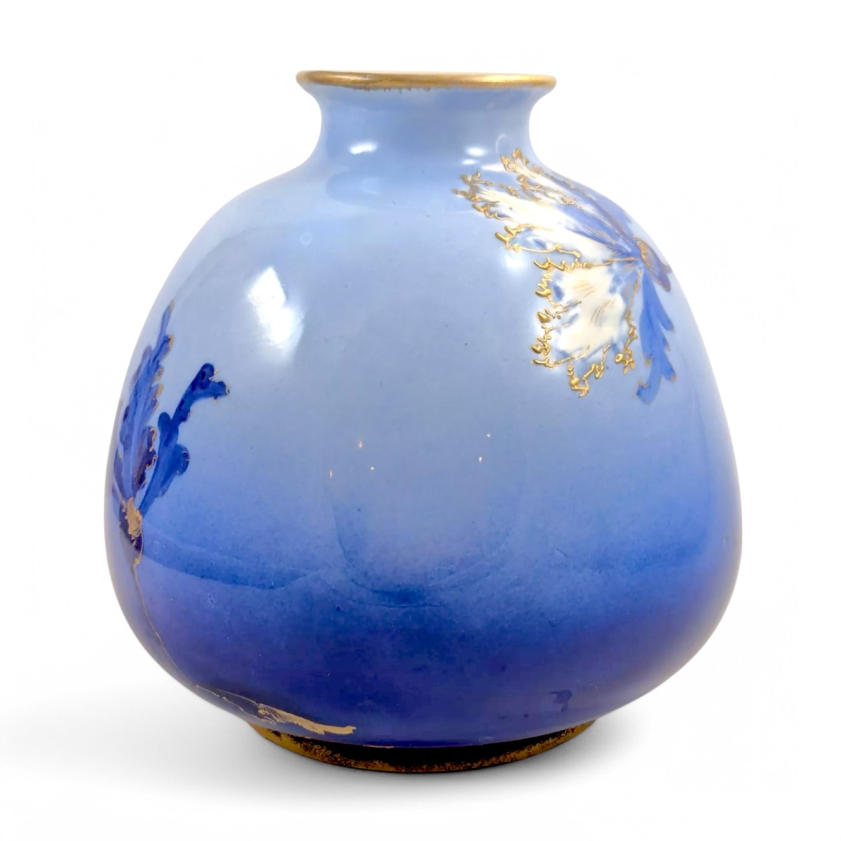 Vase Ancien En Porcelaine Bleue d'Ernst Wahliss, Vienne, Vers 1894-1900-photo-4