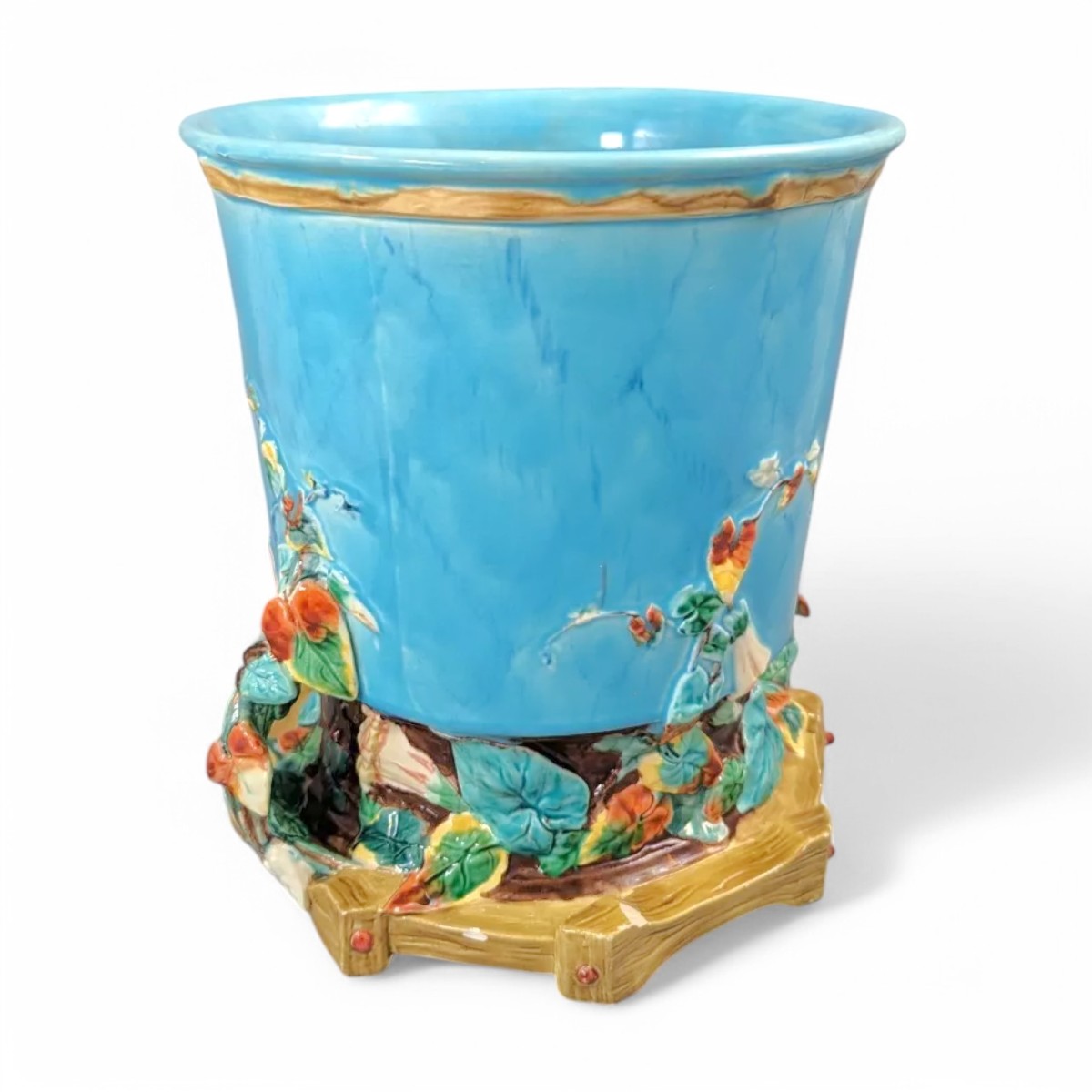 Rare Royal Worcester Majolica Jardiniere, Circa 1876-photo-4