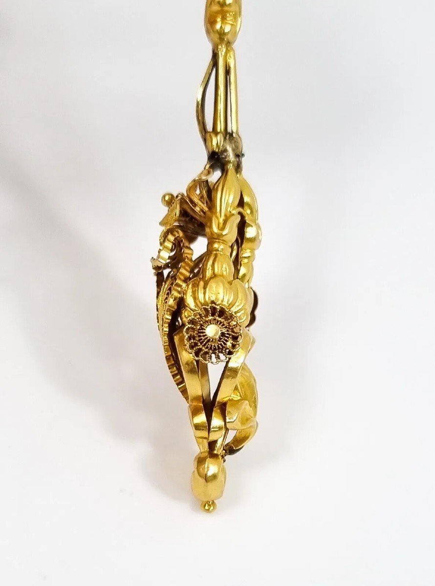 Pendentif De Lustre En Or Pinchbeck Des Années 1820 Décoré De Cannetille Et De Filigrane-photo-1