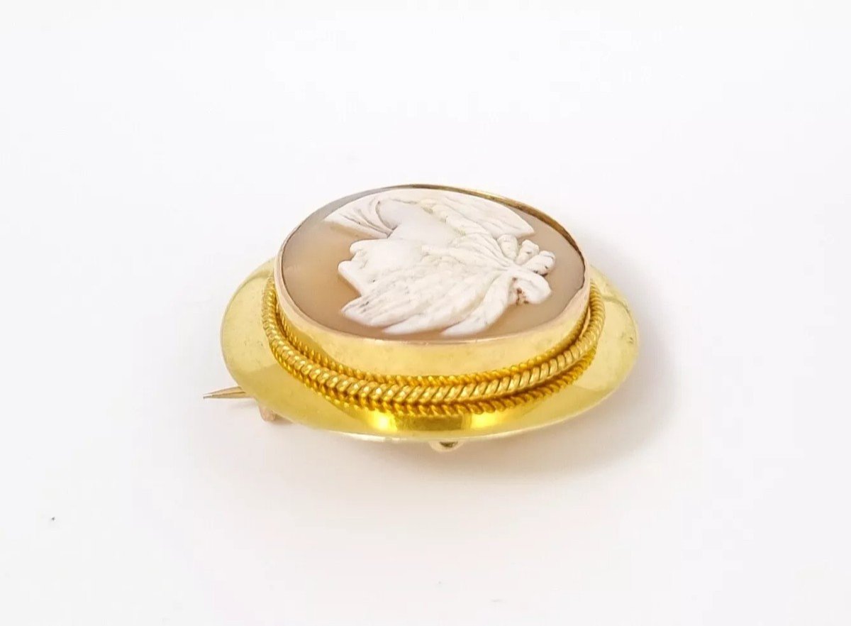 Camée Victorien En Or 15 Ct Représentant Une Femme Grecque De Profil-photo-3