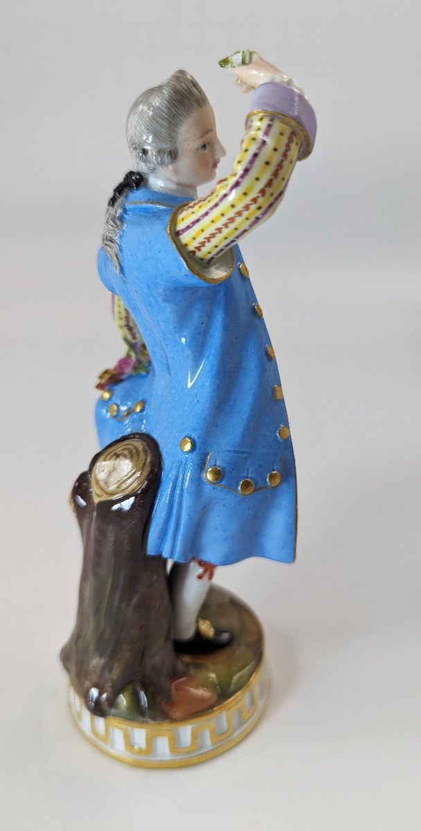 Antique Meissen Porcelain Statuette "man With A Bouquet Of Flowers" C. 1850-photo-6