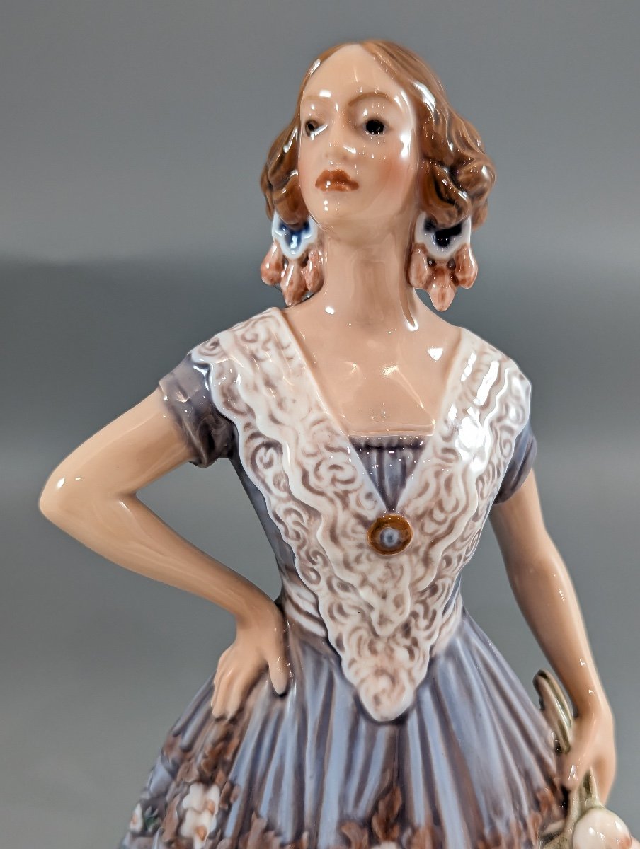 Dahl Jensen Copenhagen Porcelain Figurine "spanish Lady" No. 1124 - Rare-photo-8