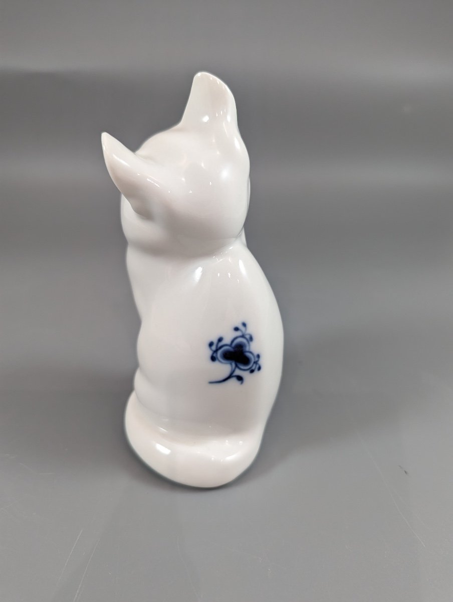 Figurine En Porcelaine Royal Copenhagen Chat Assis "musselmalet" Bleu-photo-4