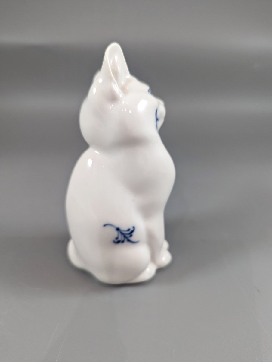 Figurine En Porcelaine Royal Copenhagen Chat Assis "musselmalet" Bleu-photo-2