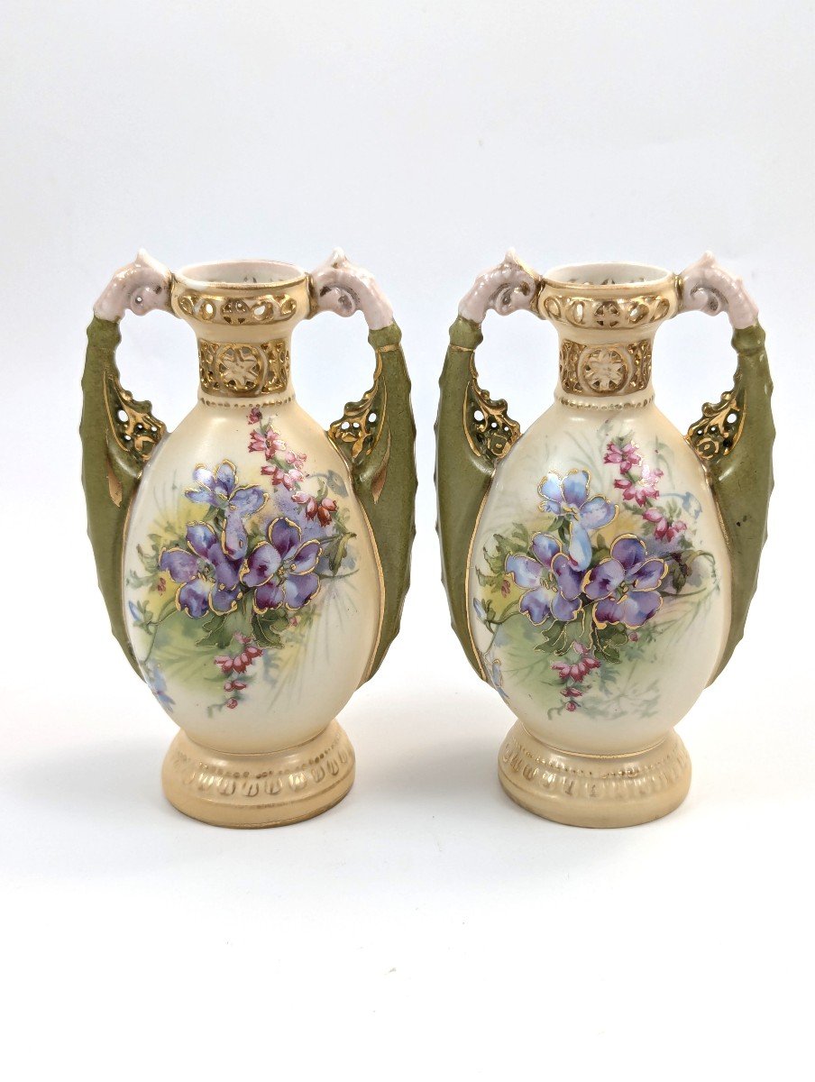 Antique Porcelain Vases From Alexandra Porcelain Works Ernst Wahliss, Circa 1905
