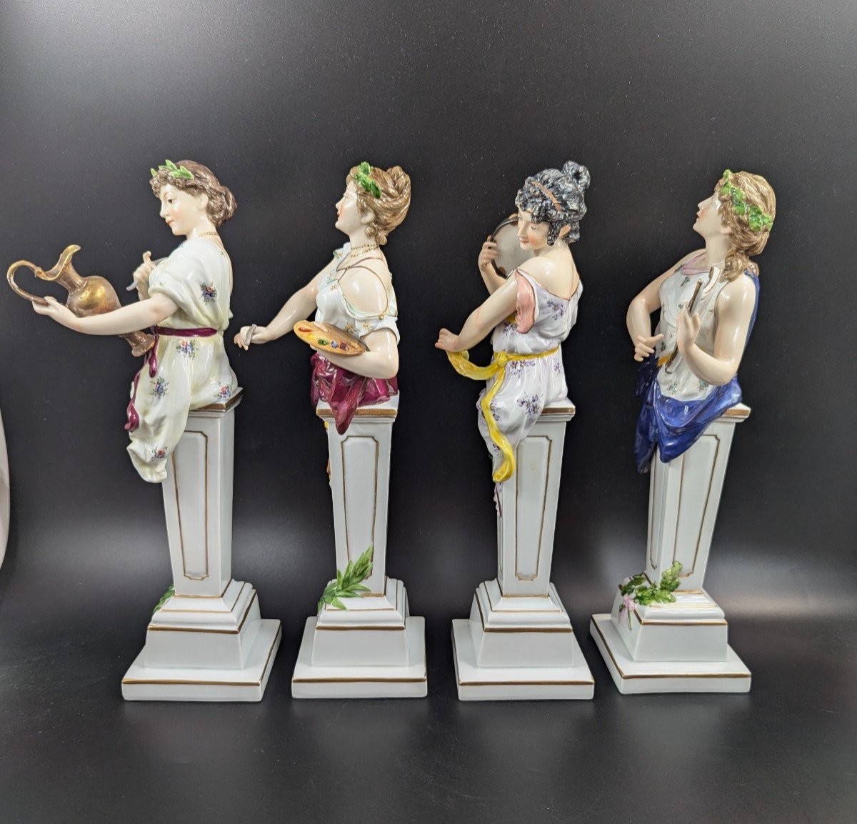 Porcelain Figurines “allegory Of Art” By Achille Mollica, 19th Century-photo-2
