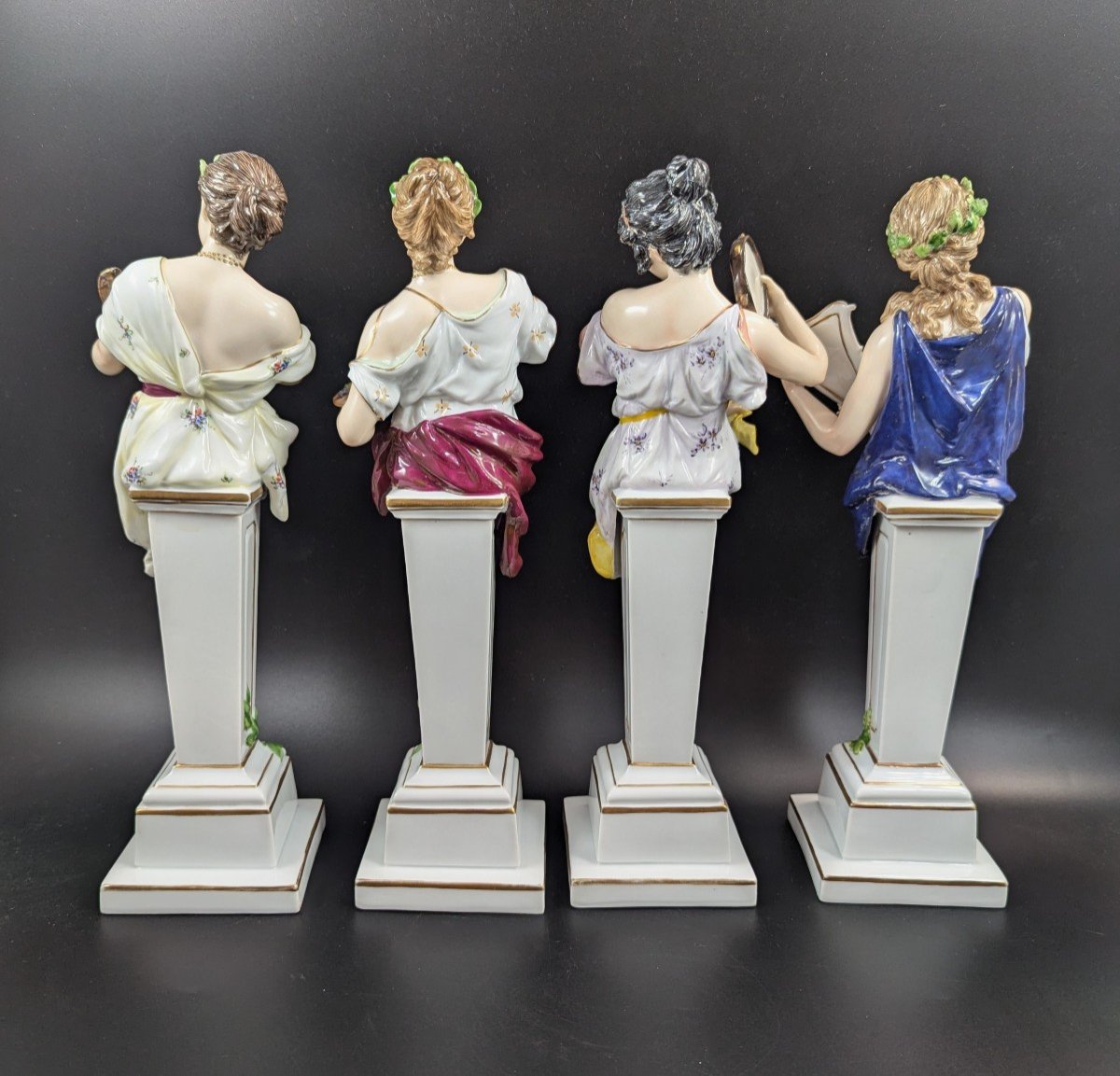 Porcelain Figurines “allegory Of Art” By Achille Mollica, 19th Century-photo-3