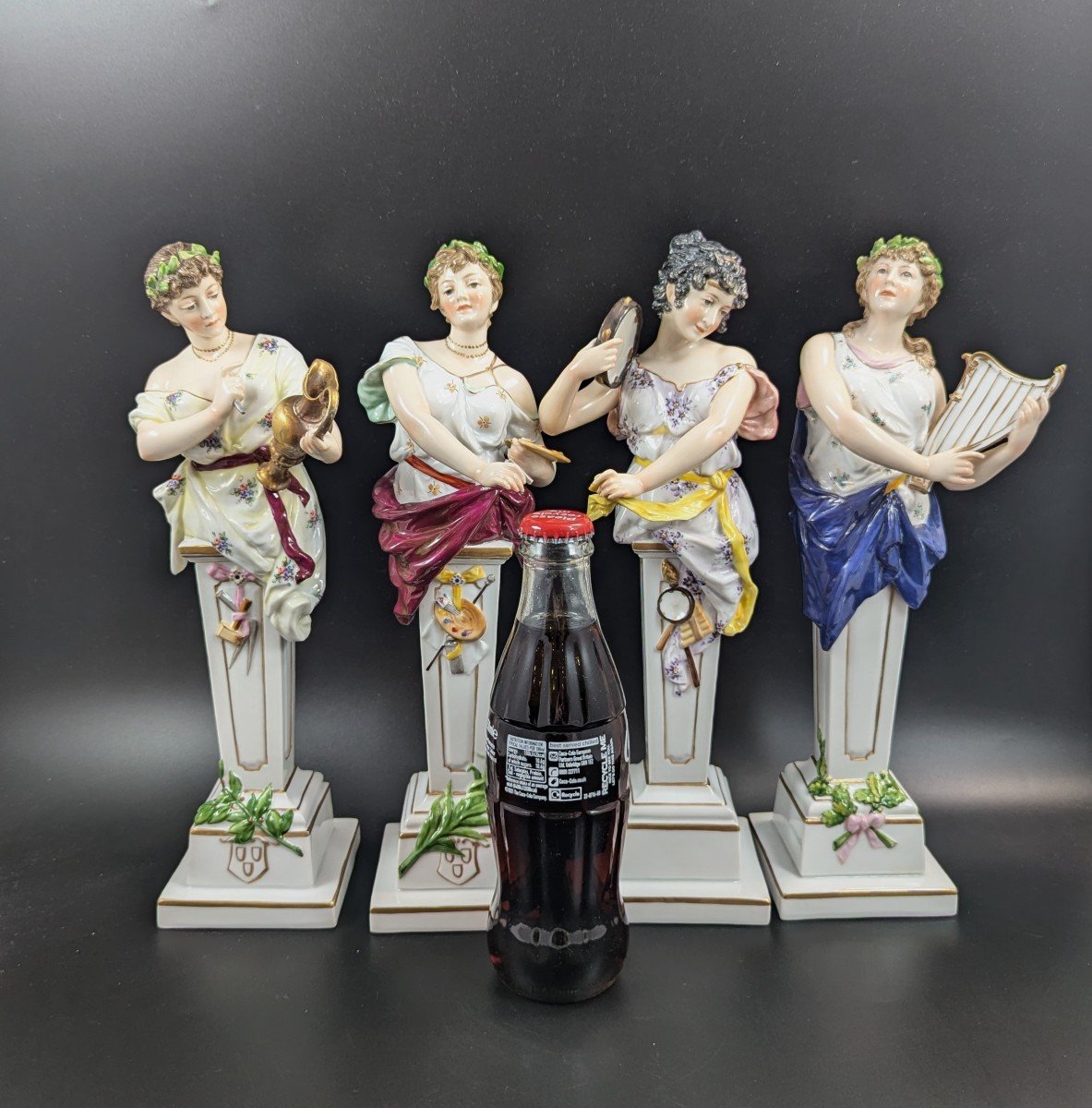 Porcelain Figurines “allegory Of Art” By Achille Mollica, 19th Century-photo-1