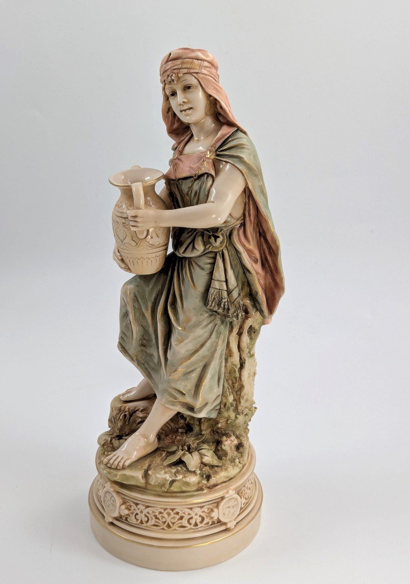 Antique Porcelain Figurine Of A Water Carrier From The Royal Dux, 19th Century-photo-2