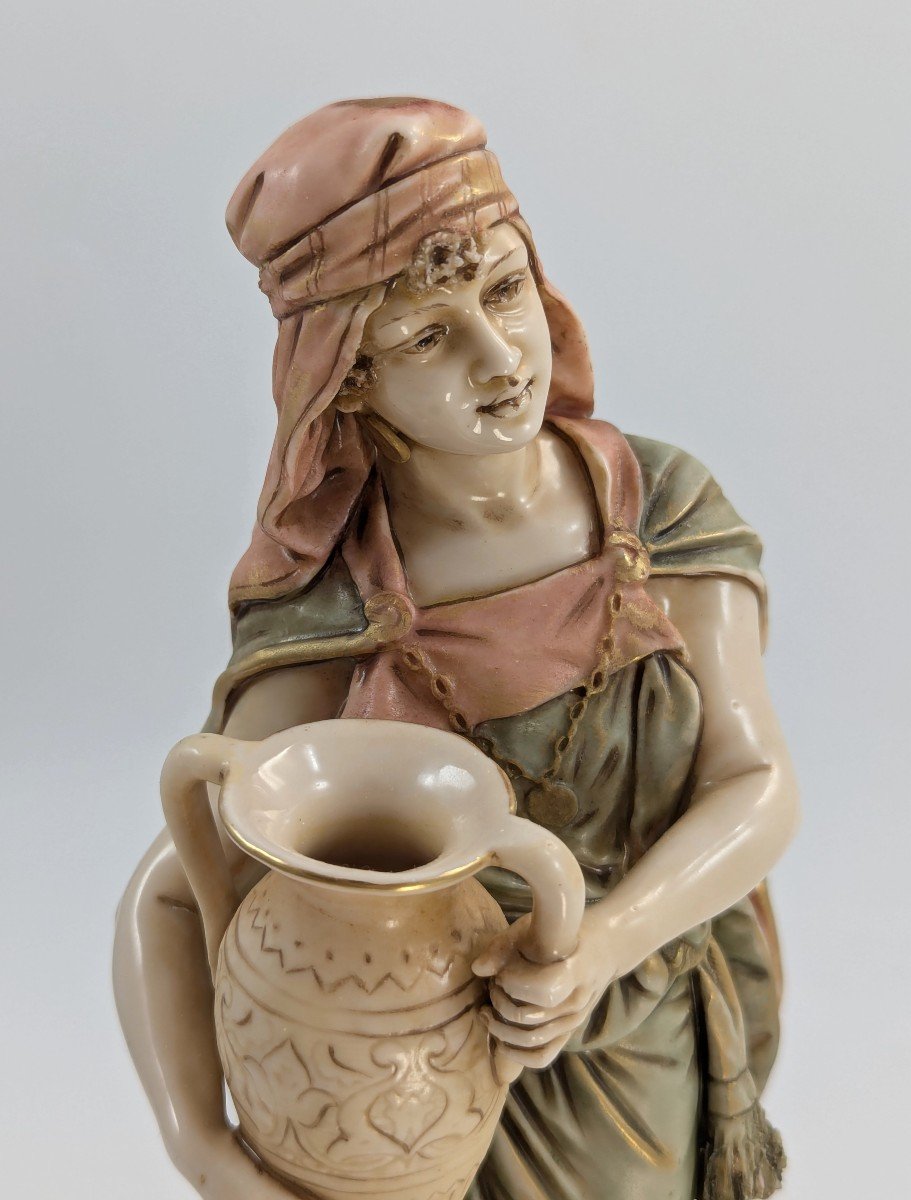 Antique Porcelain Figurine Of A Water Carrier From The Royal Dux, 19th Century-photo-4