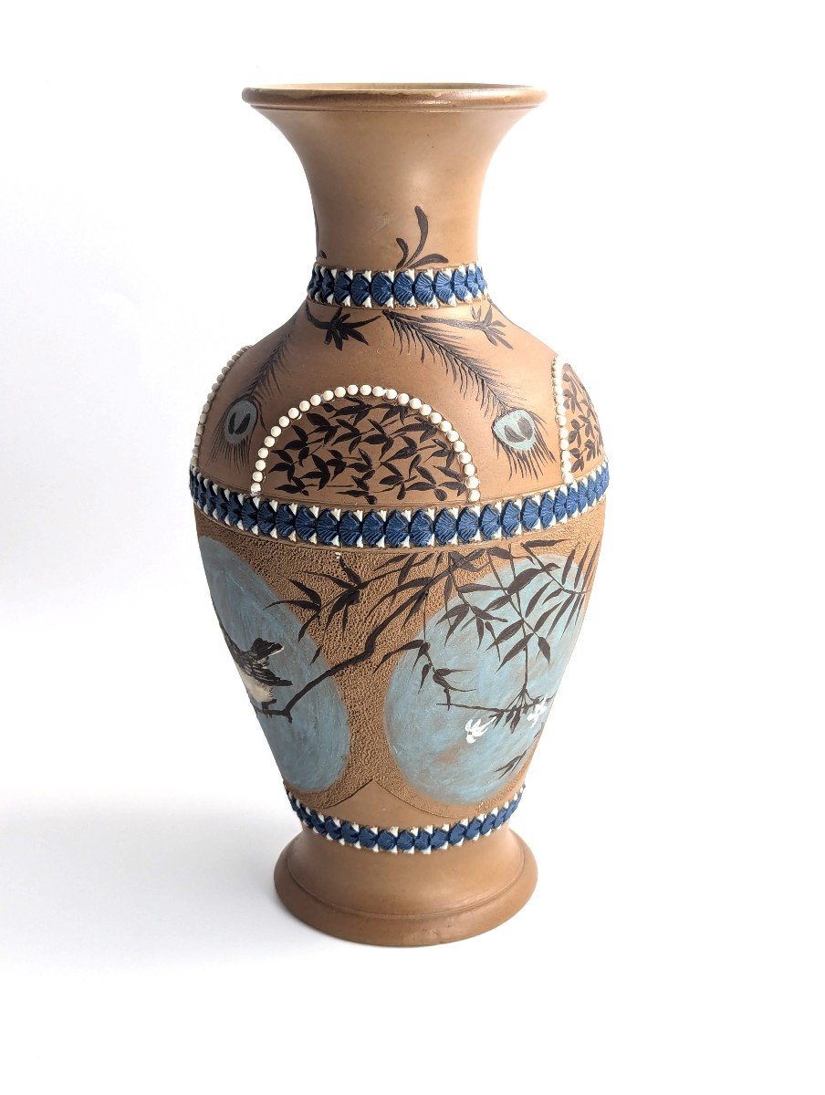 Antique Doulton Lambeth Florence Barlow Vase, Circa 1882-photo-2