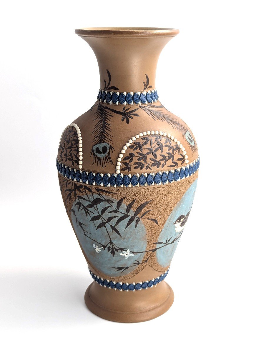 Antique Doulton Lambeth Florence Barlow Vase, Circa 1882-photo-3