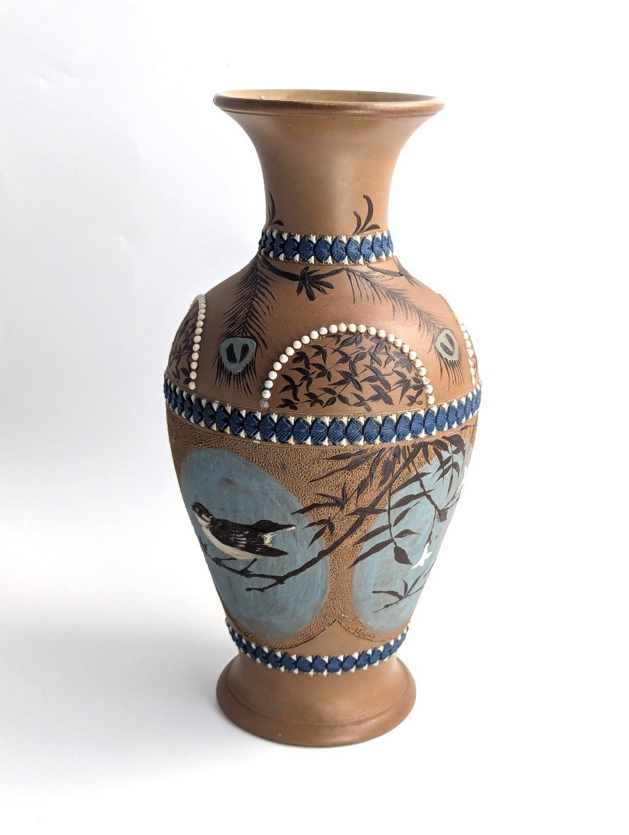 Antique Doulton Lambeth Florence Barlow Vase, Circa 1882-photo-1