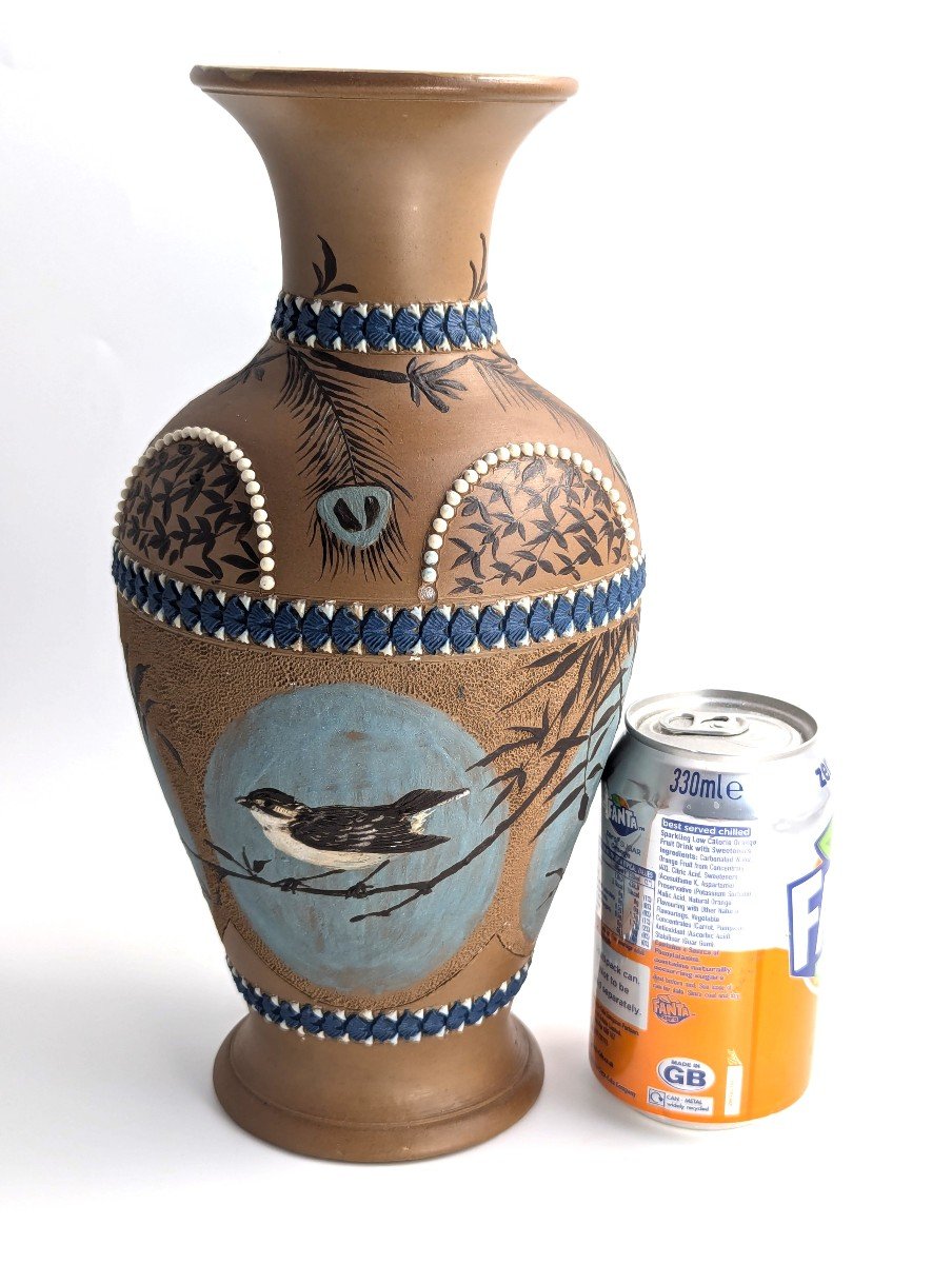 Antique Doulton Lambeth Florence Barlow Vase, Circa 1882-photo-7