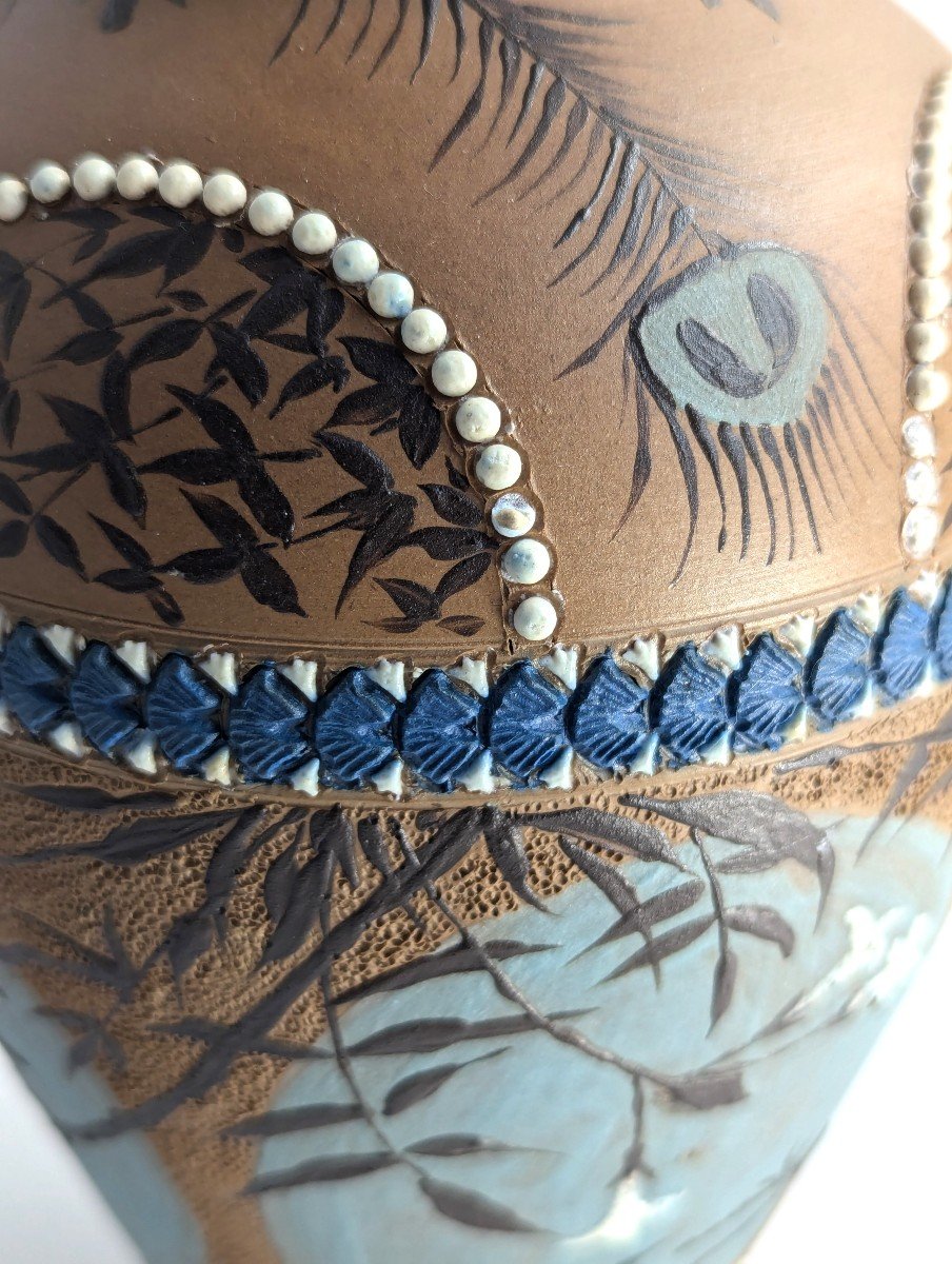 Antique Doulton Lambeth Florence Barlow Vase, Circa 1882-photo-8