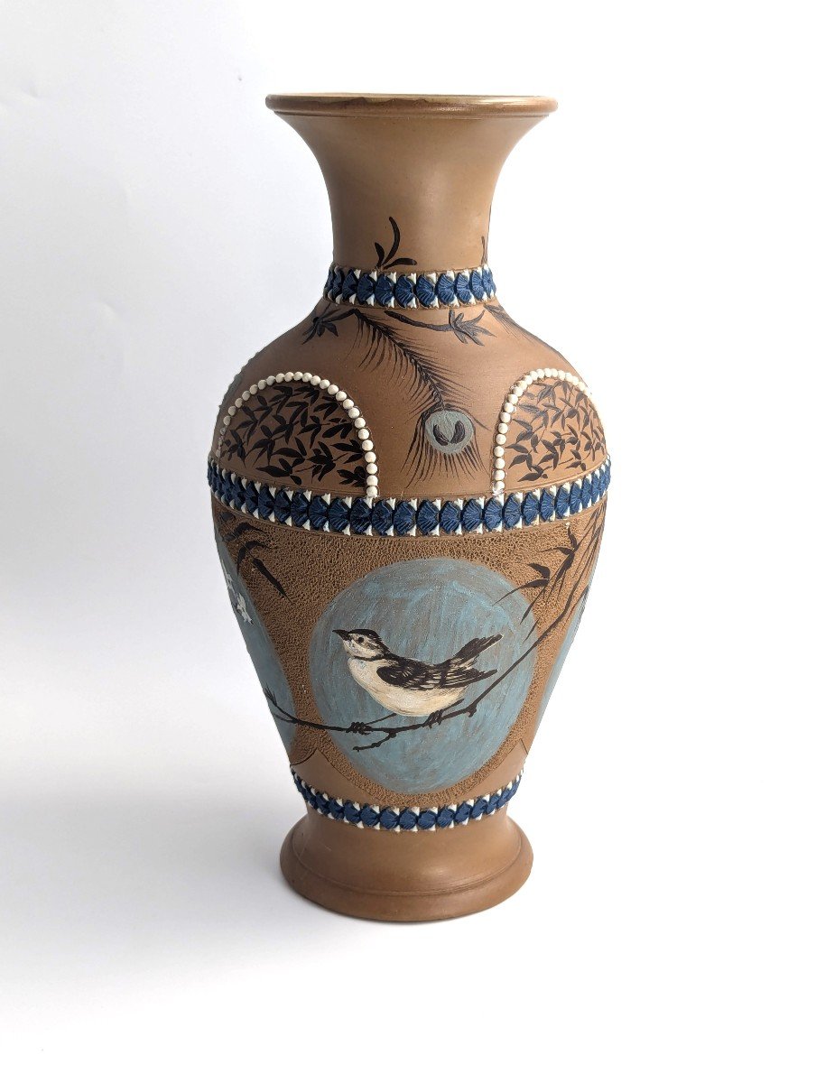 Antique Doulton Lambeth Florence Barlow Vase, Circa 1882