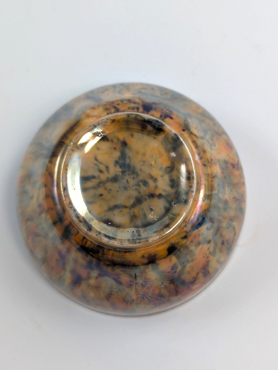 Rare Wedgwood Fairyland Lustre Bowl With Silver Fudogs And Mythological Interior, C. 1920-photo-4