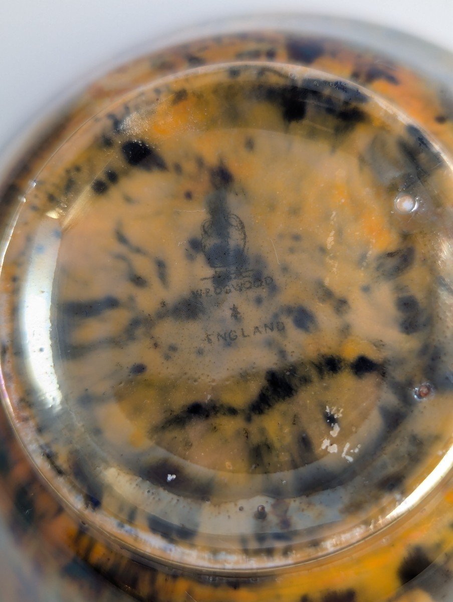 Rare Wedgwood Fairyland Lustre Bowl With Silver Fudogs And Mythological Interior, C. 1920-photo-5