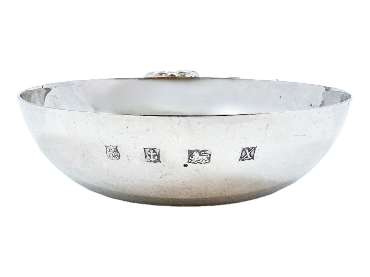 Elizabeth II Sterling Silver Wine Taster / Sommelier Cup With Twin Serpent Handle-photo-3