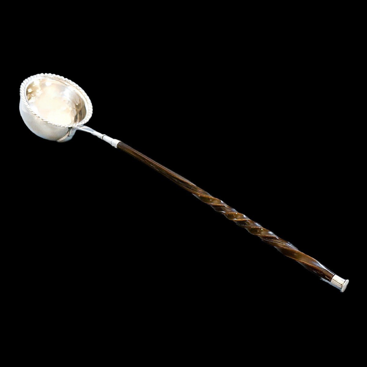 Antique Sterling Silver Georgian Toddy / Punch Ladle With Twist Handle