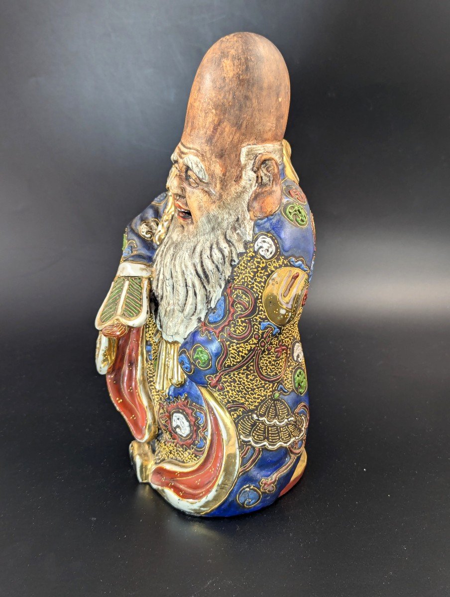 Antique Porcelain Figurine Of The God Of Wisdom, Satsuma, Japan, Edo Period (1603-1868)-photo-3