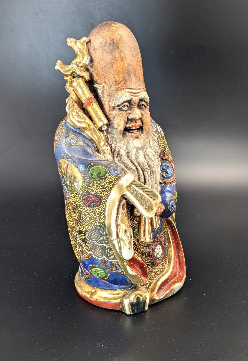 Antique Porcelain Figurine Of The God Of Wisdom, Satsuma, Japan, Edo Period (1603-1868)-photo-3