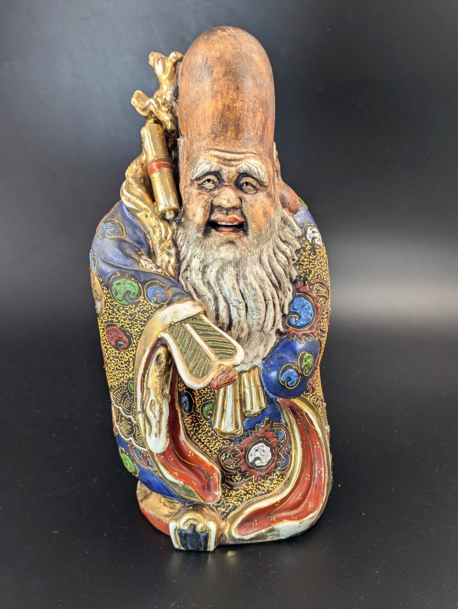 Antique Porcelain Figurine Of The God Of Wisdom, Satsuma, Japan, Edo Period (1603-1868)-photo-4