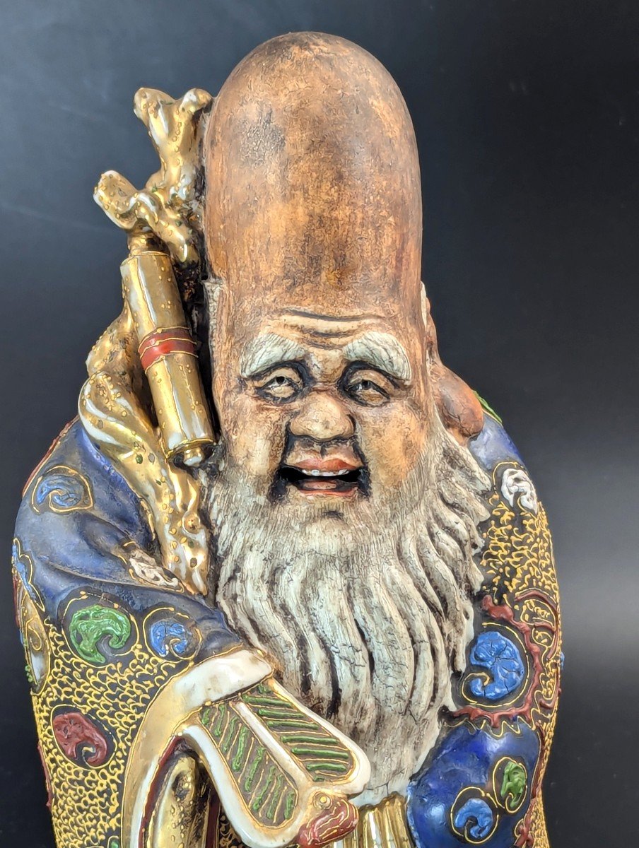 Antique Porcelain Figurine Of The God Of Wisdom, Satsuma, Japan, Edo Period (1603-1868)-photo-5