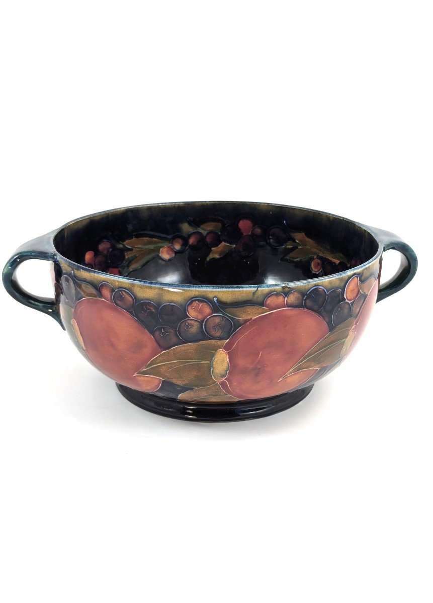 William Moorcroft Antique Twin Handled Bowl With Pomegranate Pattern, C. 1916.-photo-3