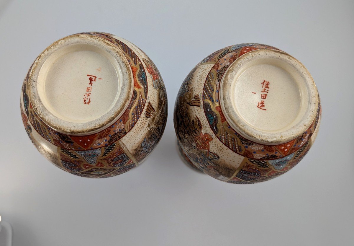 Vases anciens de Satsuma par Takichi Hotoda, période Meiji (1868-1912)-photo-5