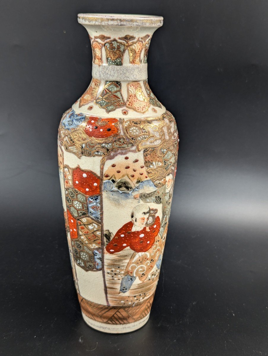 Antique Hand Painted Satsuma Vase, Japan, Meiji Period .-photo-3