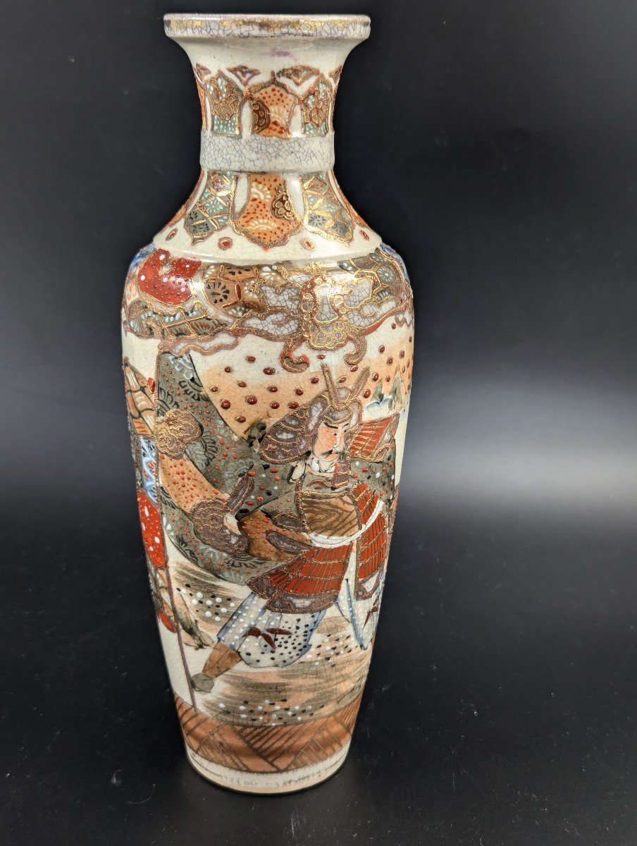 Antique Hand Painted Satsuma Vase, Japan, Meiji Period .-photo-3