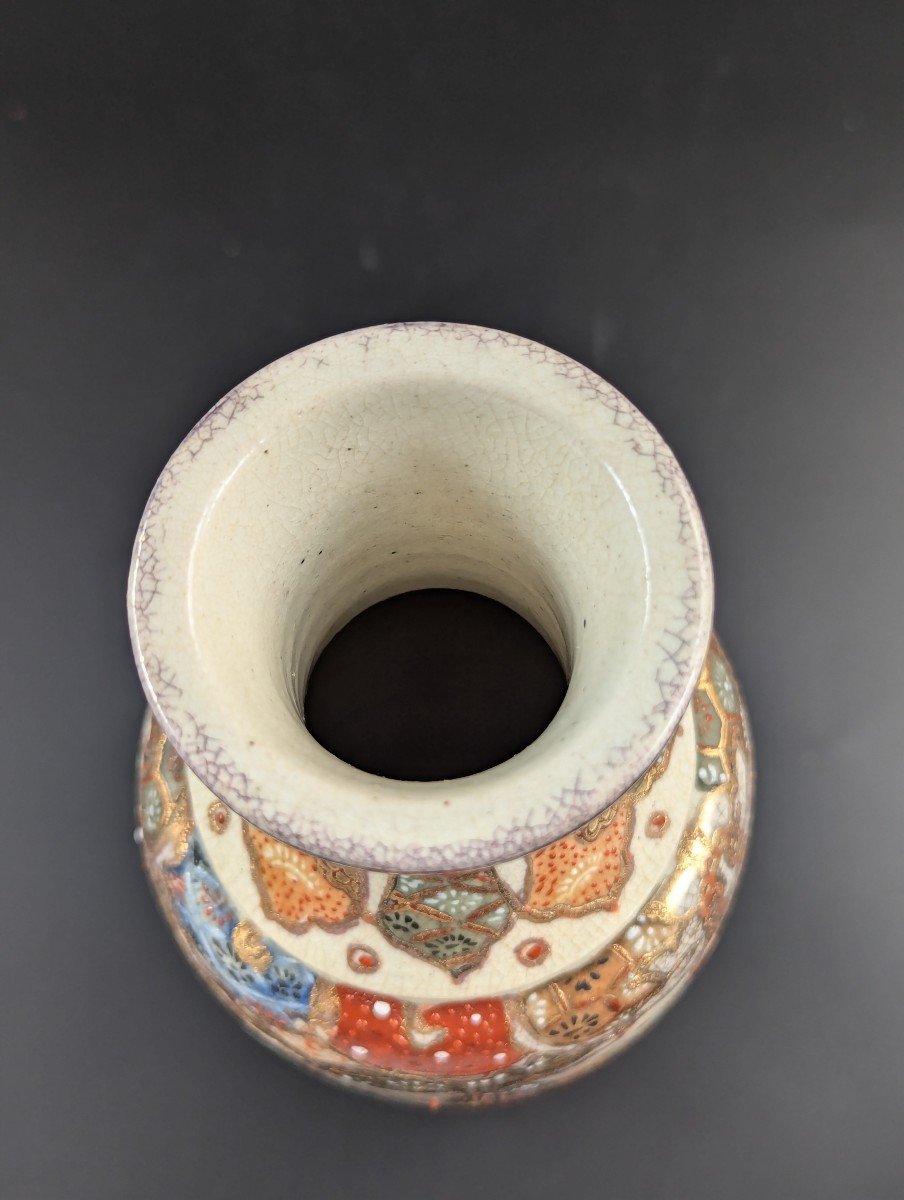 Antique Hand Painted Satsuma Vase, Japan, Meiji Period .-photo-5