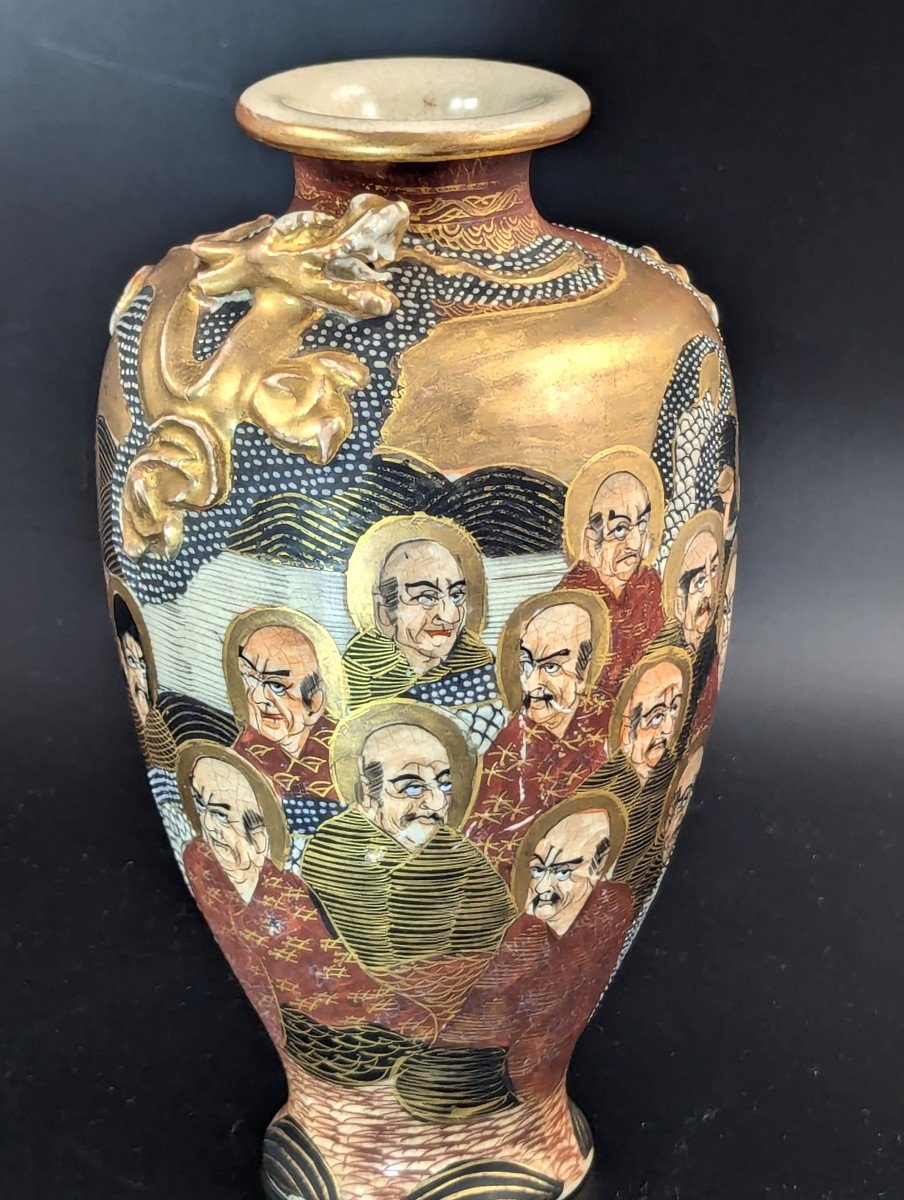 Vase Ancien De Satsuma « 1000 Visages », Japon, Période Meiji -photo-2