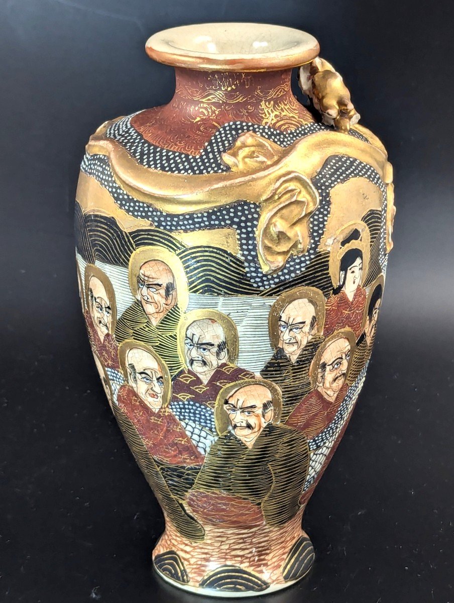 Vase Ancien De Satsuma « 1000 Visages », Japon, Période Meiji -photo-4