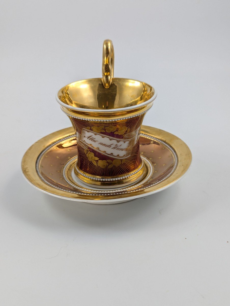 Antique Kpm Berlin, Germany, Porcelain Hand-painted Cup & Saucer, C. 1800-photo-2