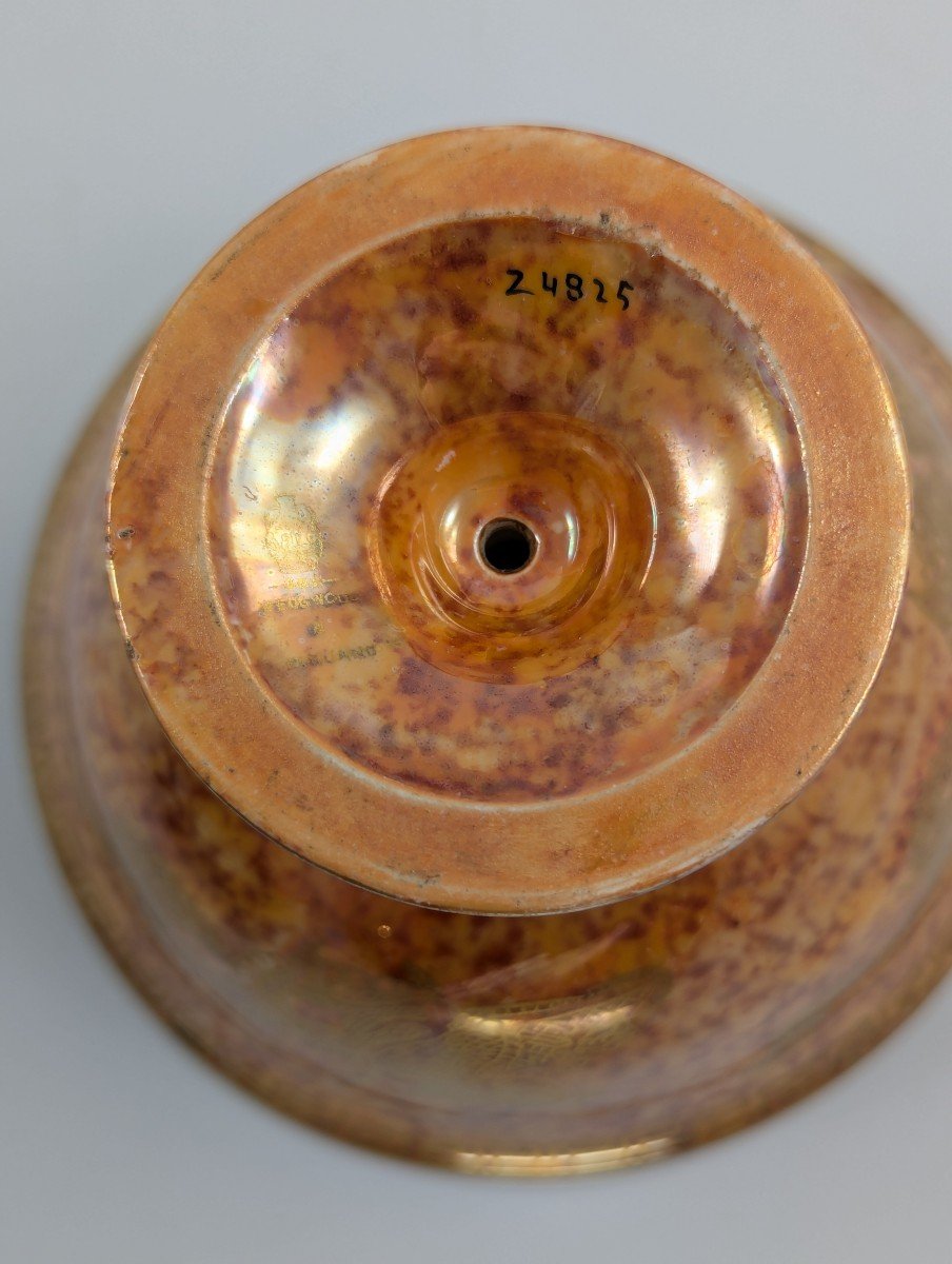Daisy Makeig-jones Mottled Orange Lustre Footed Bowl, Wedgwood, C. 1915-photo-5