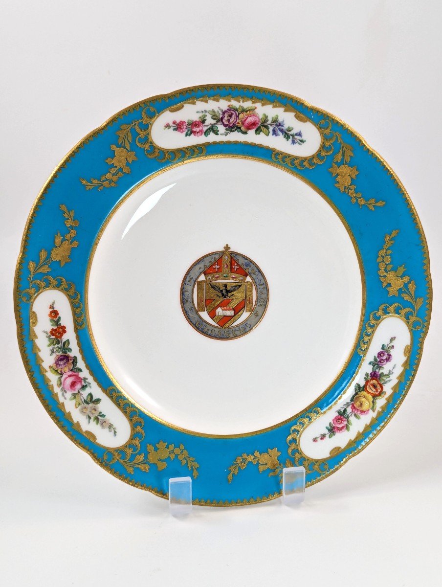 Antique Minton Cabinet Porcelain Armorial Plates, C.1860.-photo-2