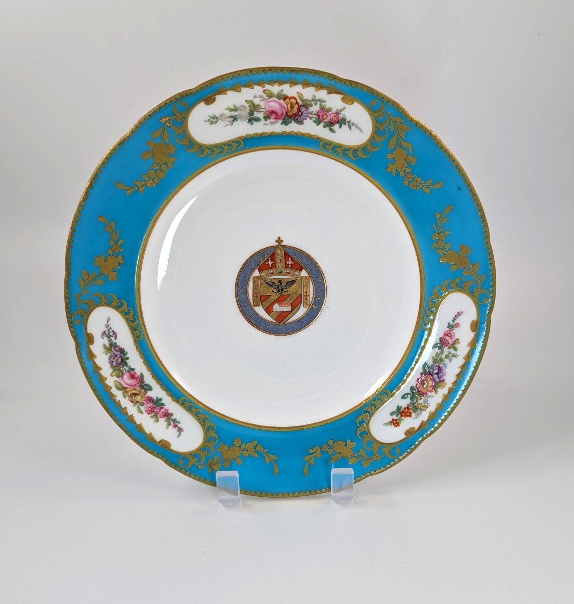 Antique Minton Cabinet Porcelain Armorial Plates, C.1860.-photo-2
